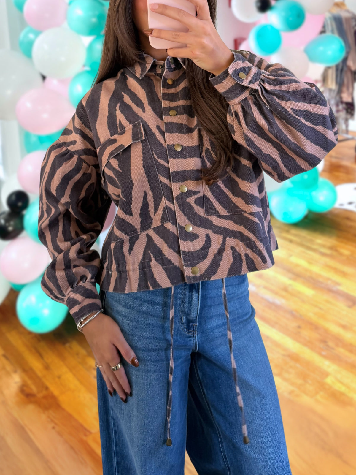 Fashionable Zebra-Print Short Jacket