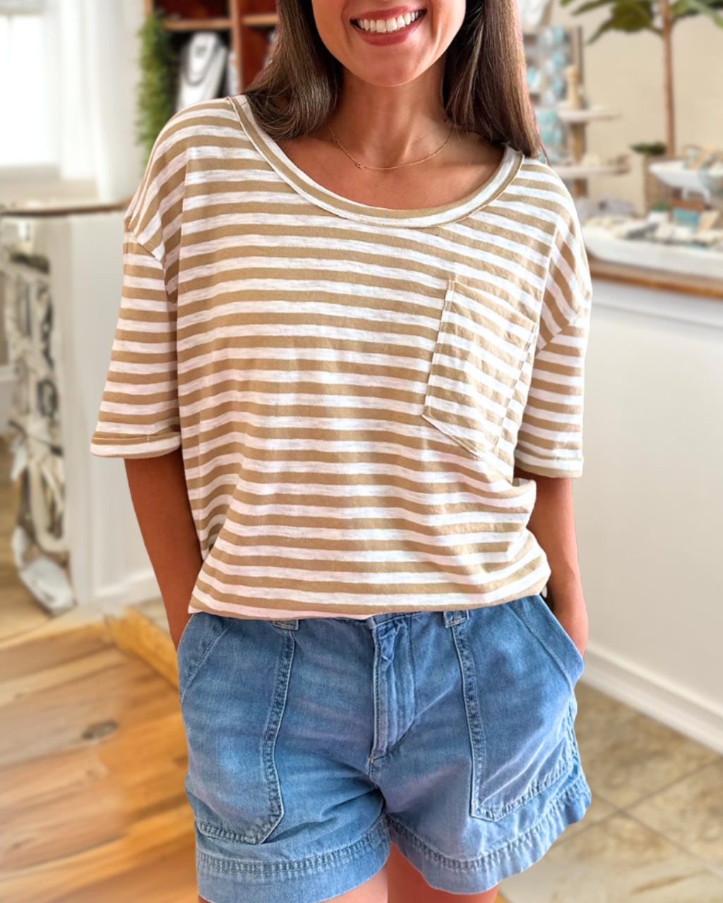 Relaxed Stripe Pocket Tee