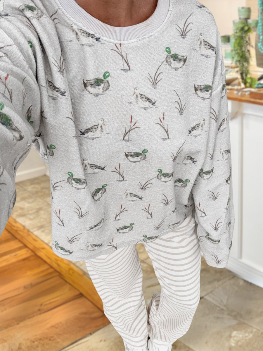 All-Over Mallard Reed Print Pullover