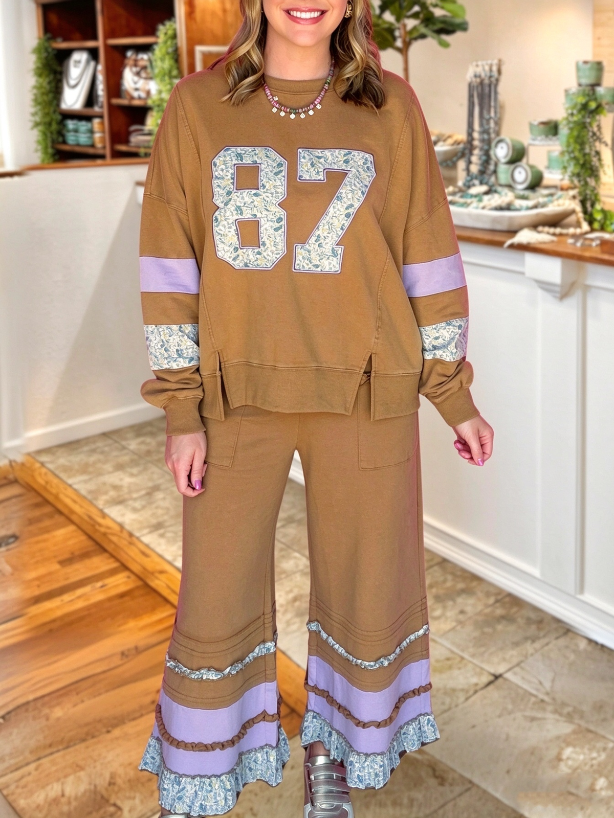 87 Number Embroidery Appliqué Pullover