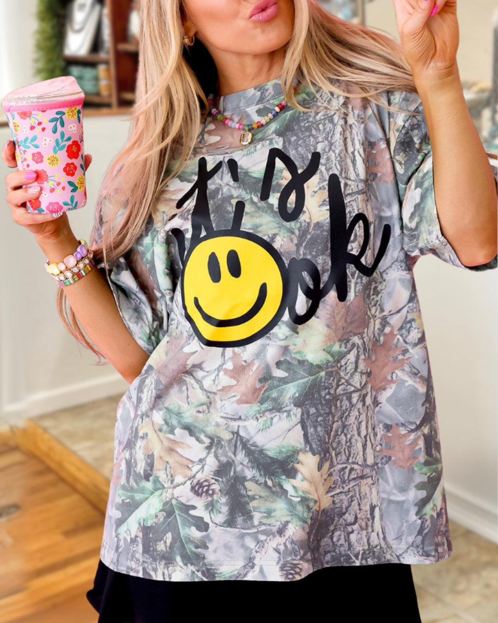 It's OK Smiley Face Camouflage T-shirt
