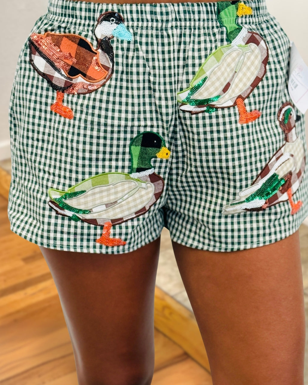 Fun Sequined Duck Plaid Shorts