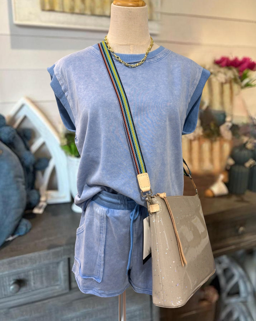 Simple Washed Shorts Set