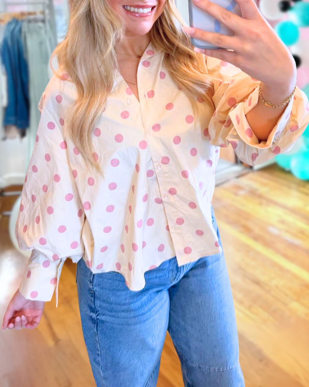 Stylish Polka Dot Poplin Shirt