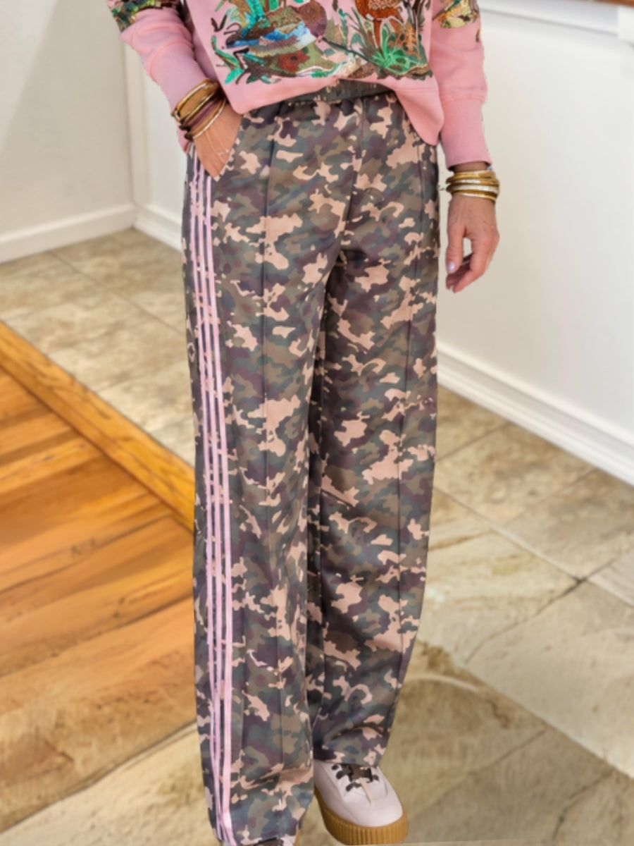 Casual Camouflage Side Stripe Pants