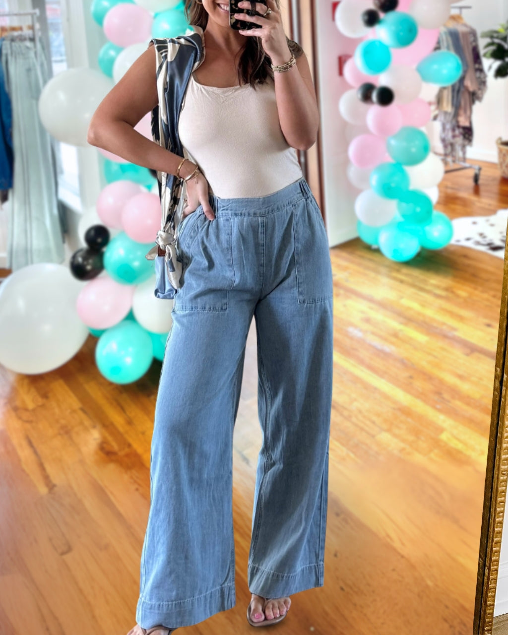 Simple Wide-leg Denim Pants