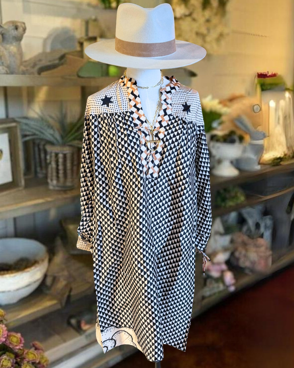 Chic Plaid V-neck Satin Dress