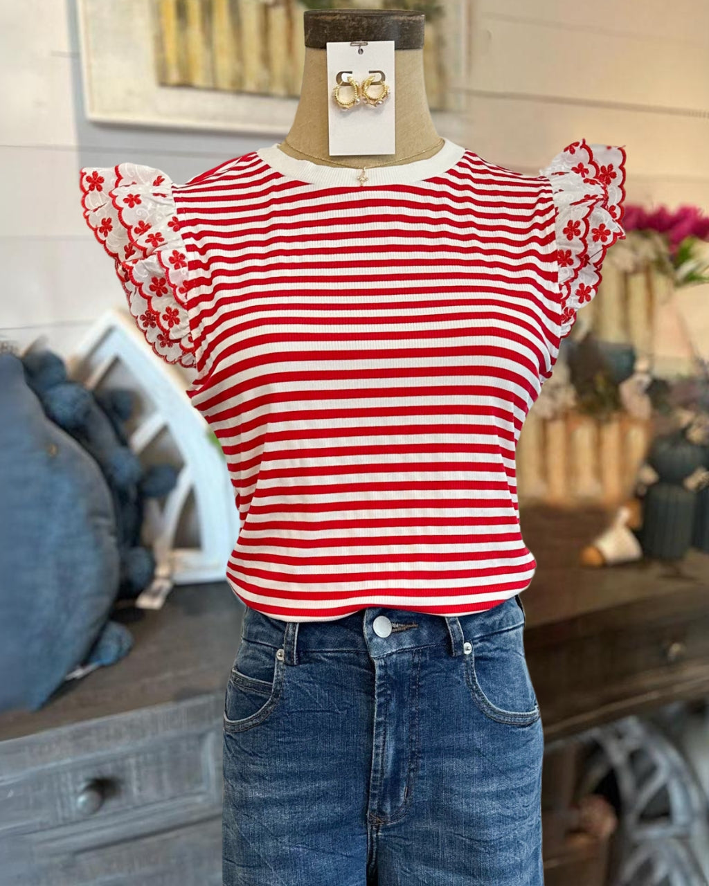 Cute Floral Embroidered Top