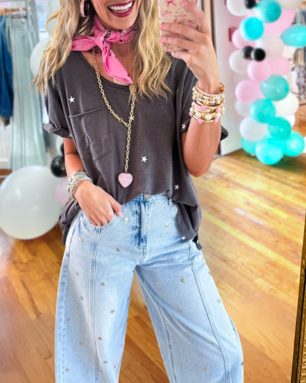 Minimalist Star-Embroidered T-Shirt