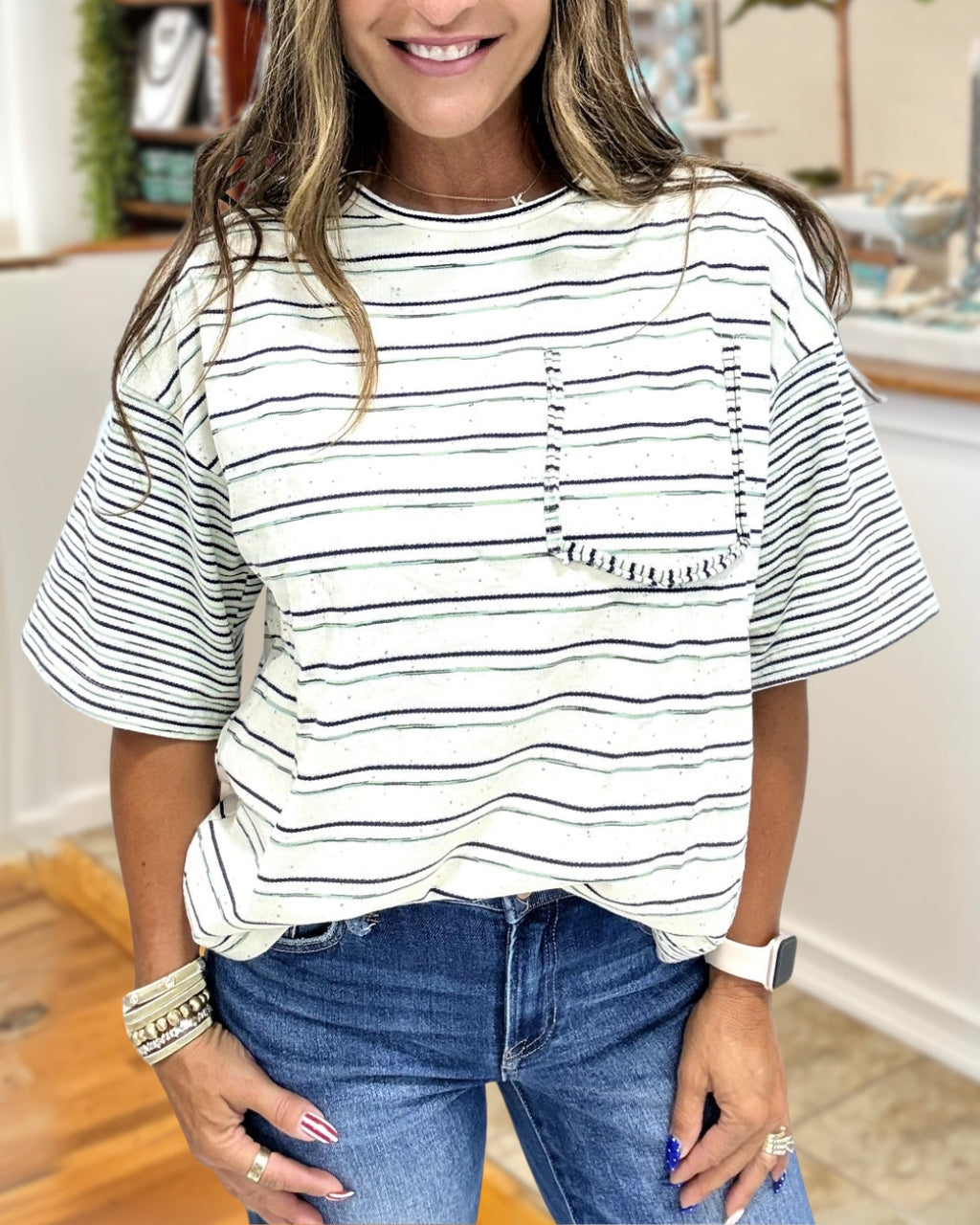 Keeps Timeless Stripe Oversized Tee