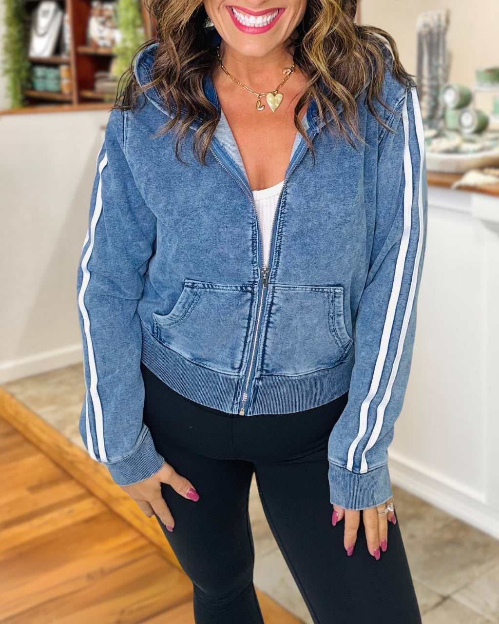 Lively Washed Denim Hooded Jacket