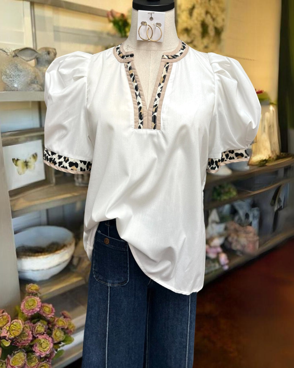 Colorblock Leopard Top