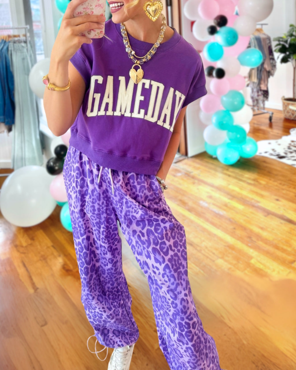 Elastic Waist Leopard Joggers