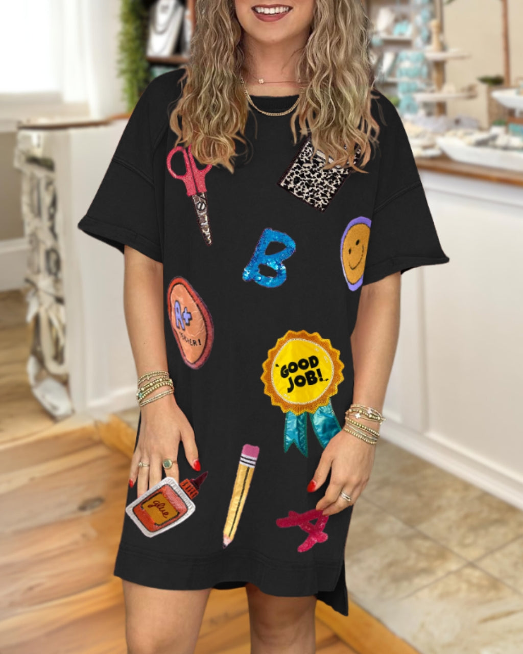 Fun School Sequin T-shirt Dress