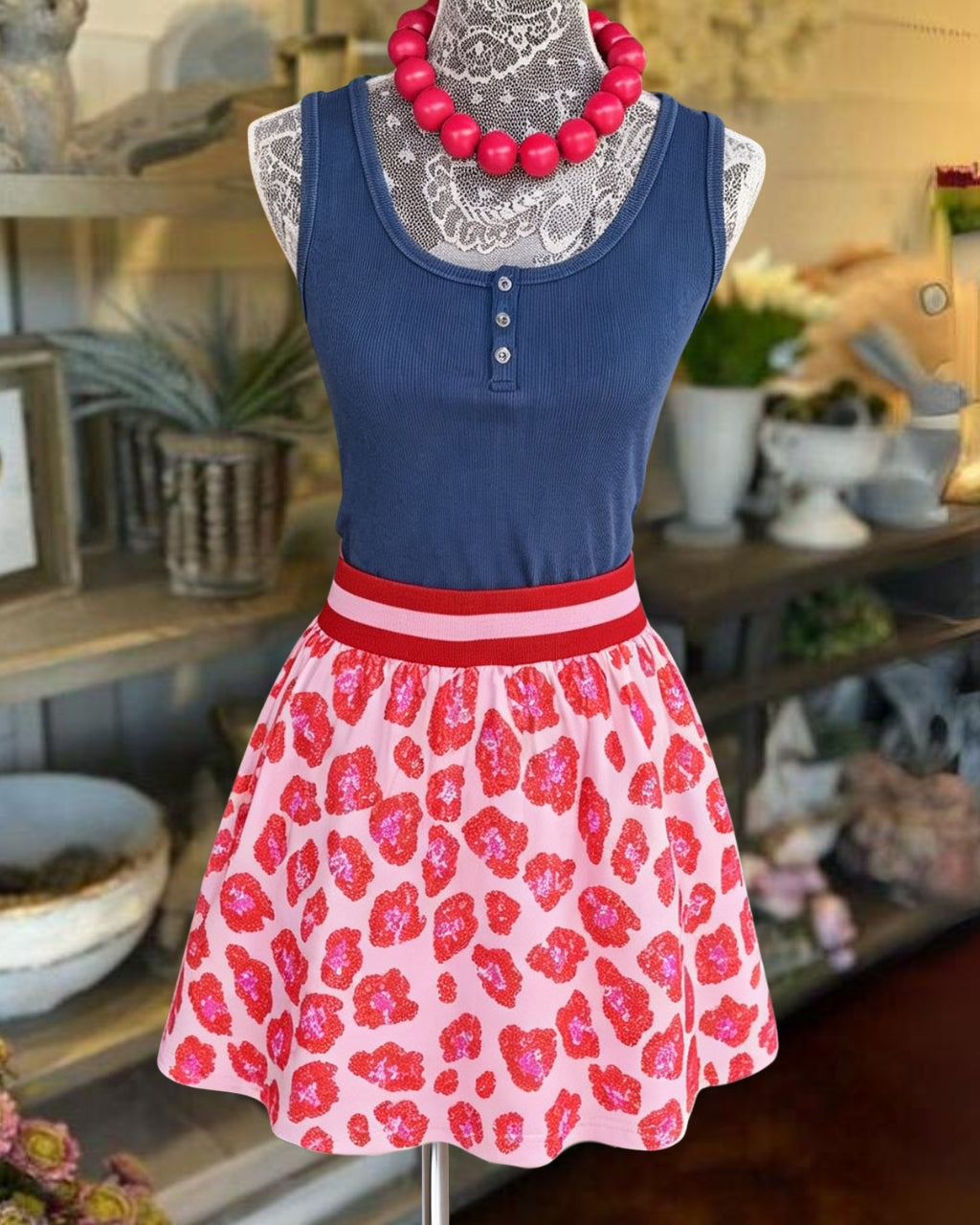 Stylish Leopard Print Sequined Skirt