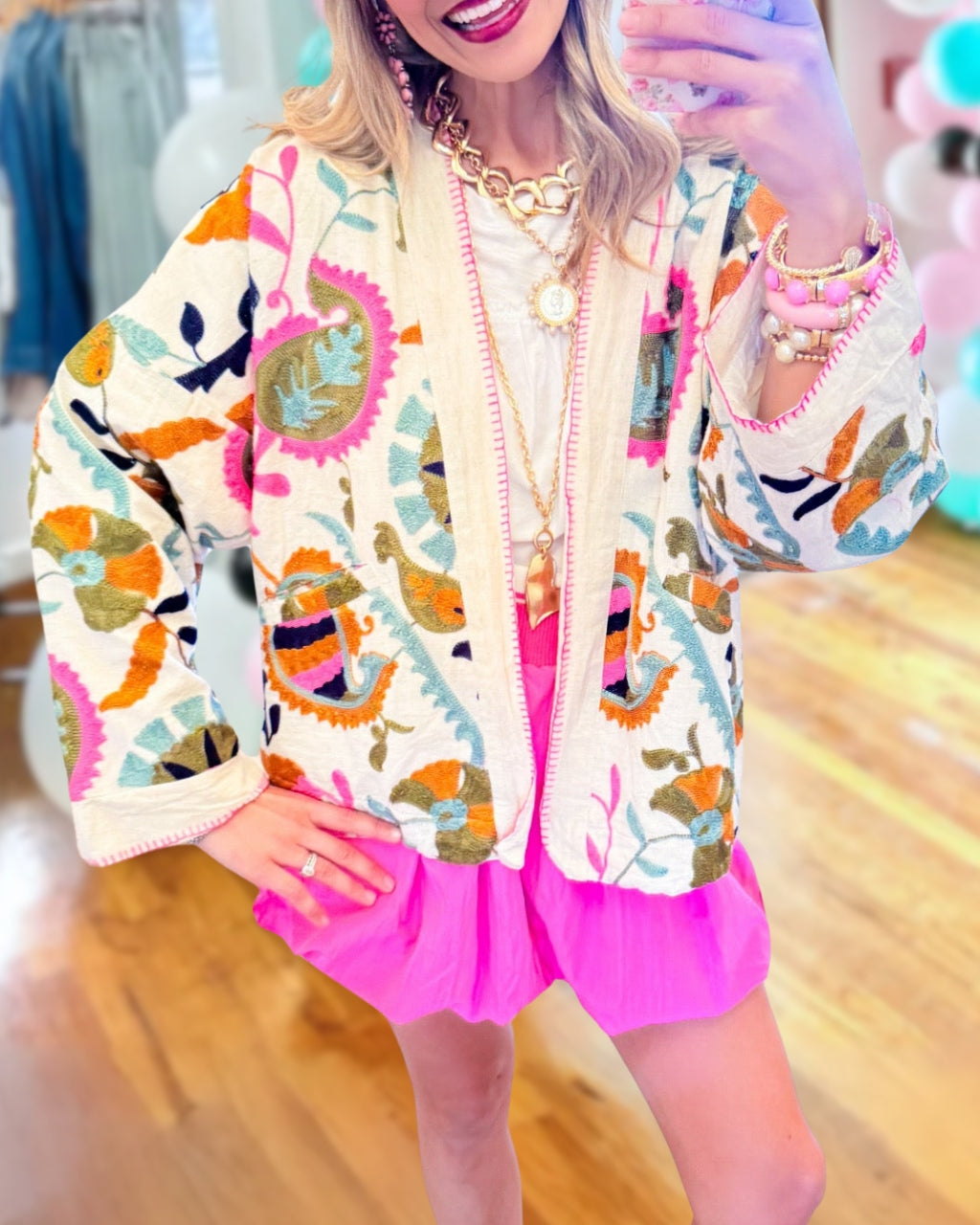 All-over Embroidered Cardigan