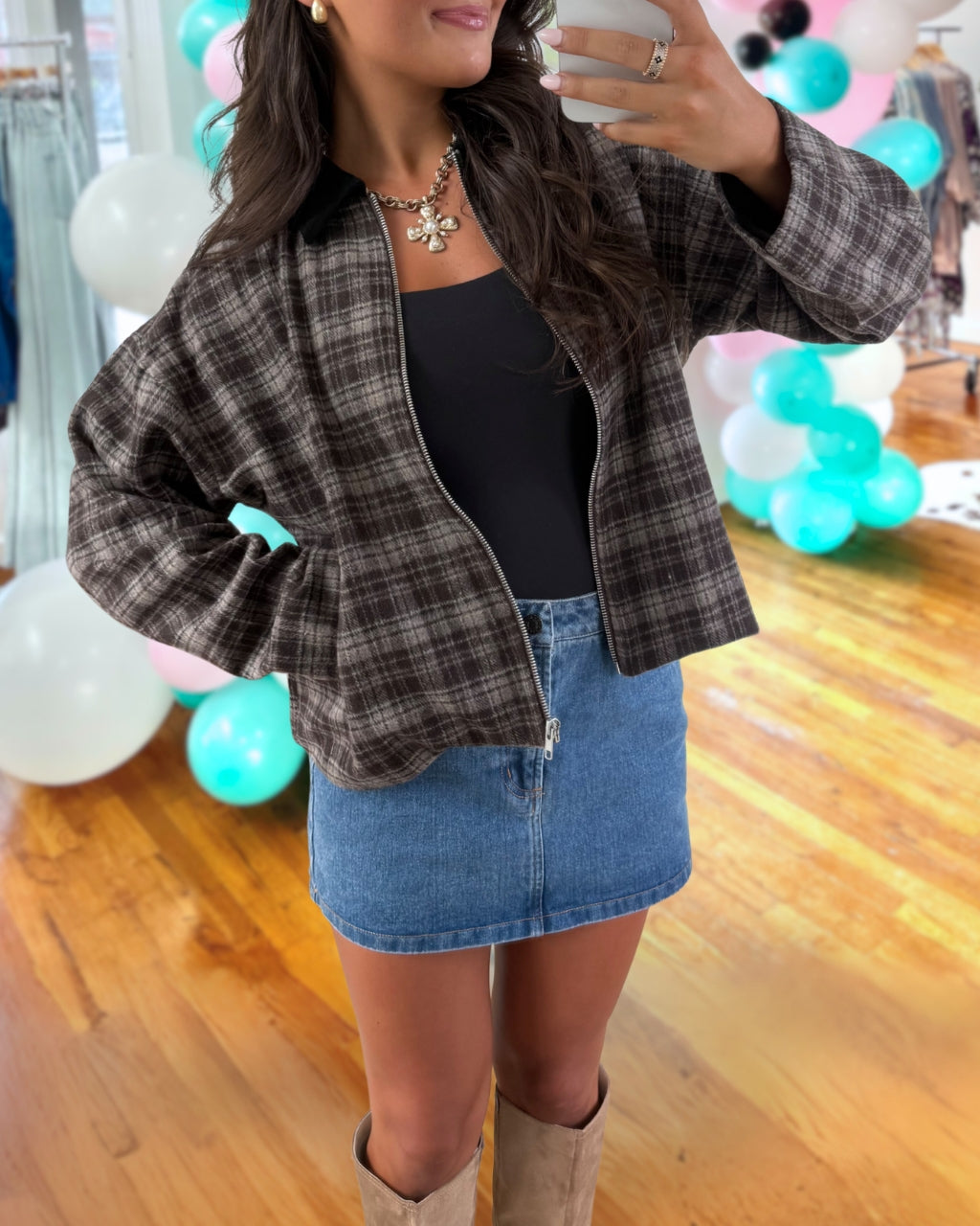 Trendy Tweed Plaid Jacket