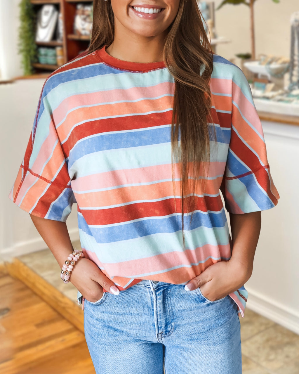 Multi-Stripe Colorblocked Top