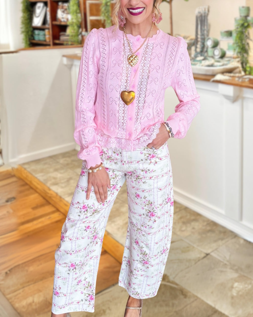 Elegant Floral Print Pants