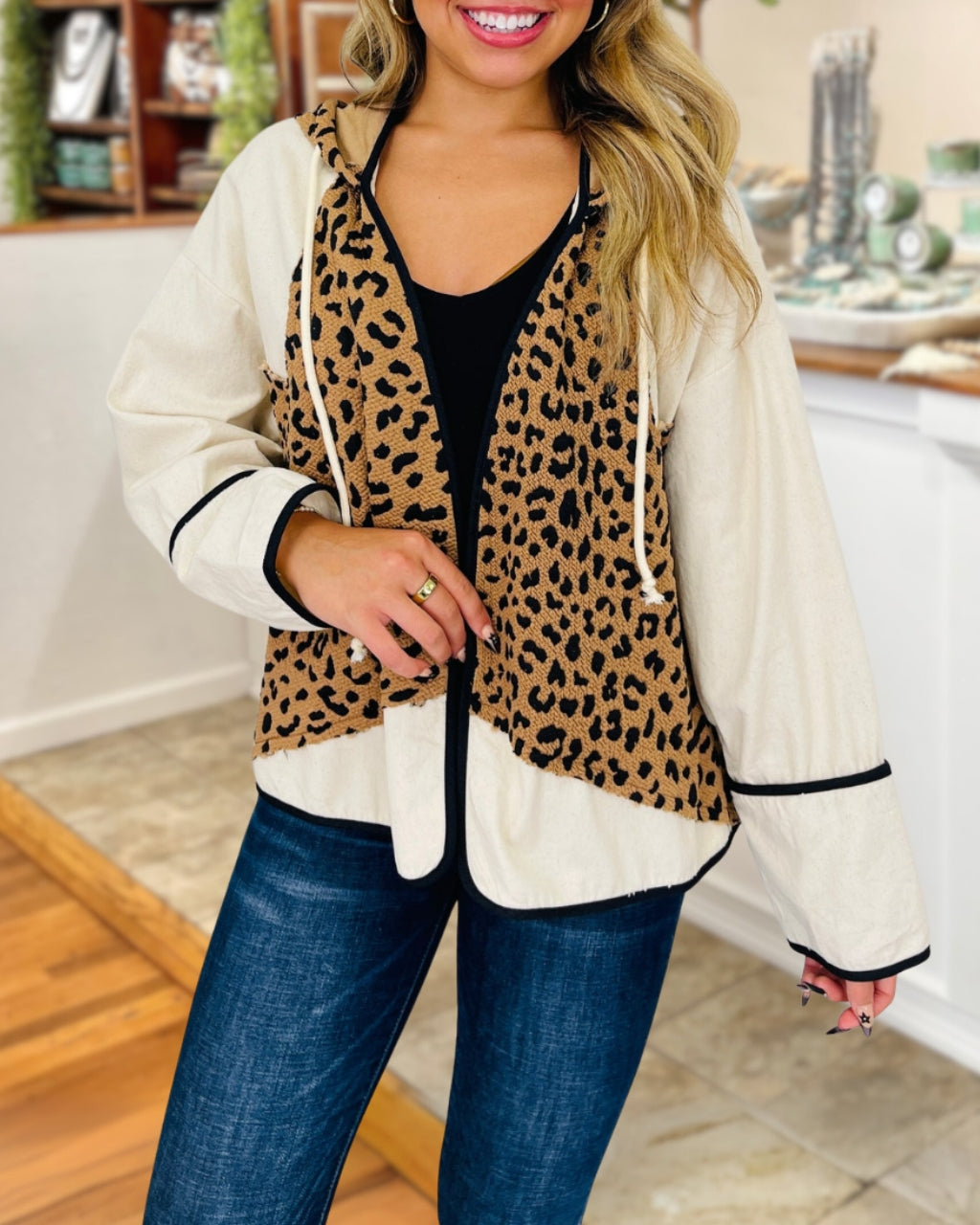 Playful Leopard Hoodie Jacket
