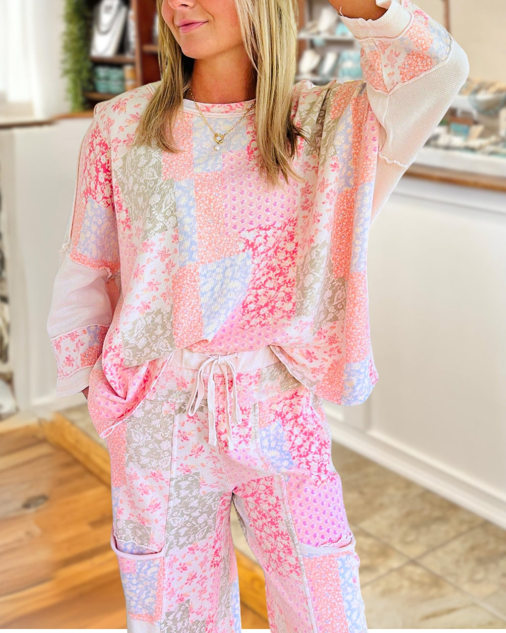 Mixed Floral Patchwork Top