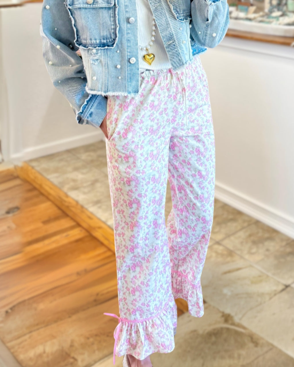 Spring Floral Printed Pants