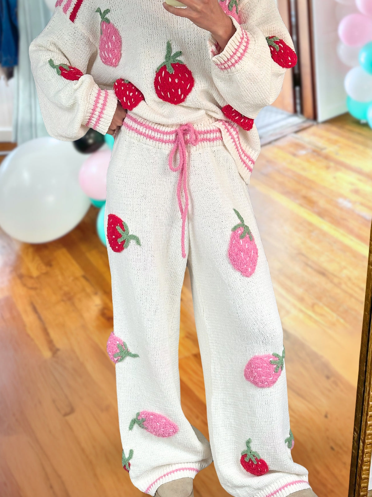 Sweet Strawberry Color-Block Pants