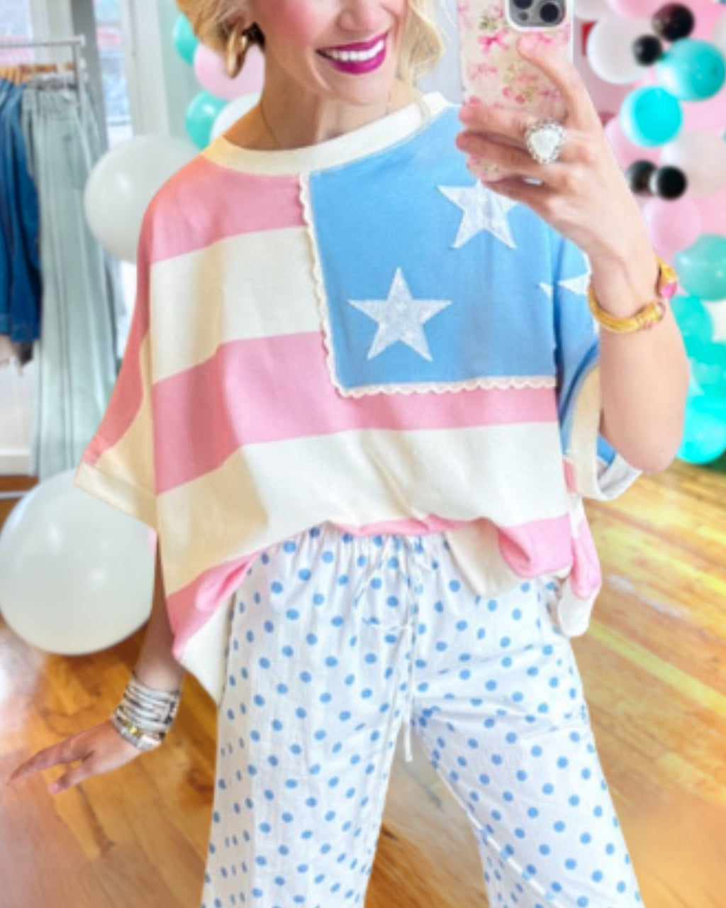 Chic Color-blocked Flag T-shirt