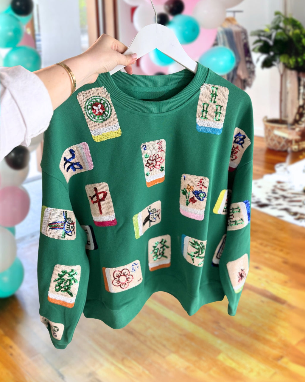 Relaxed Sequin Mahjong Sweatshirt