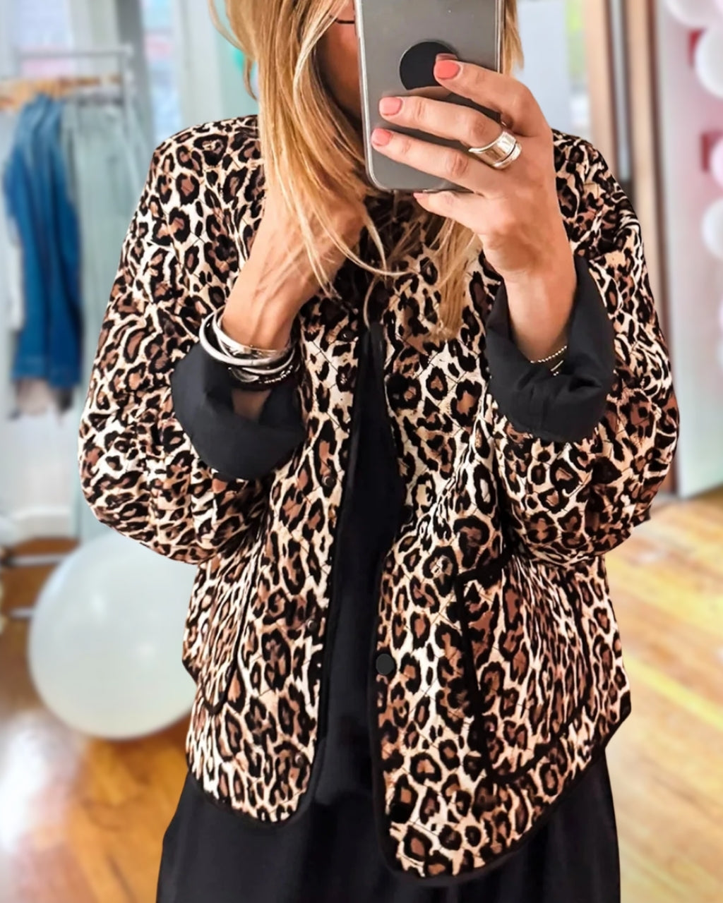 Distinctive Quilted Leopard Print Jacket