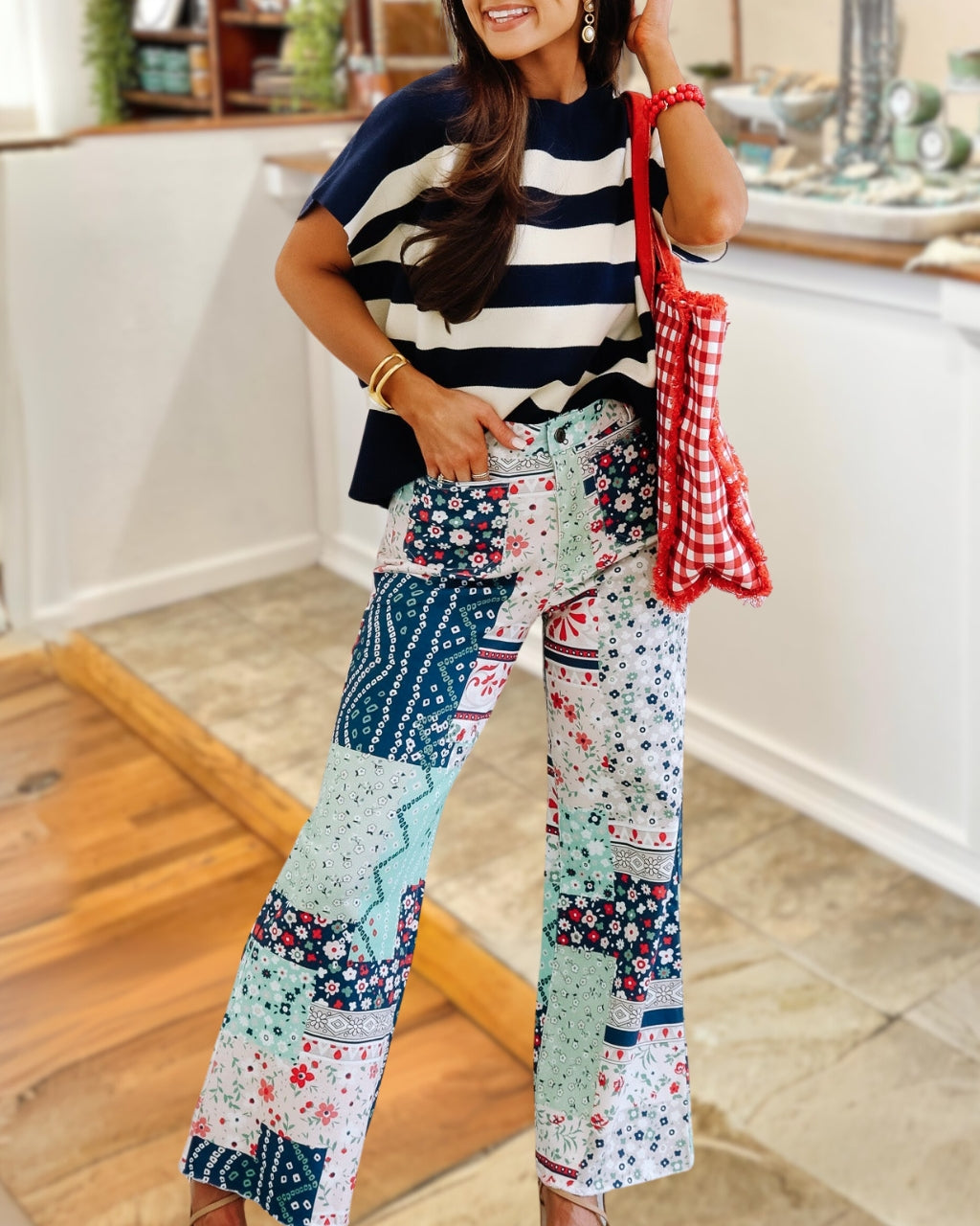 Mixed Floral Patchwork Pants