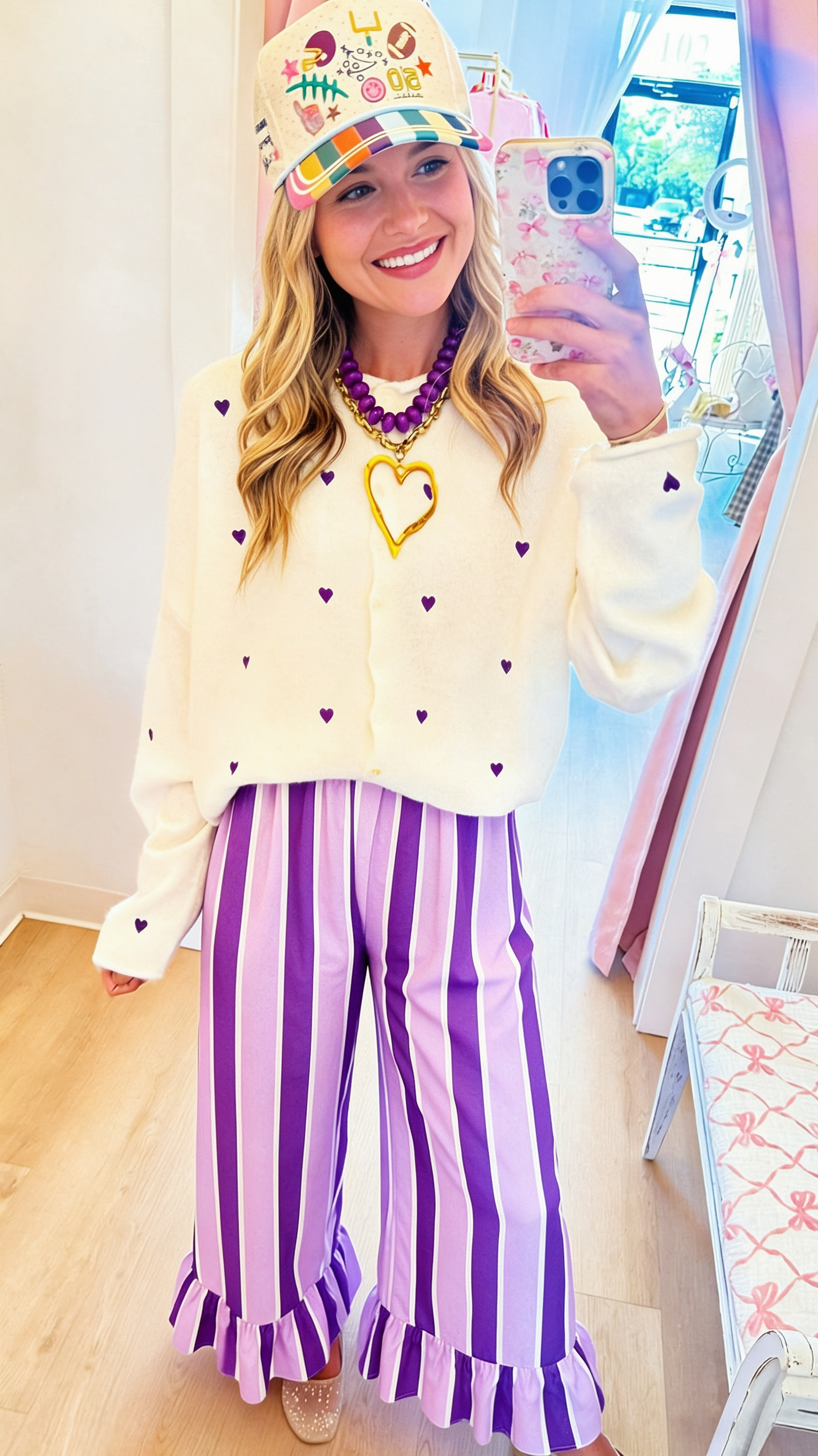 Playful Striped Ruffle Pants