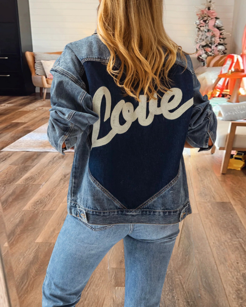 Love Heart Denim Patchwork Jacket