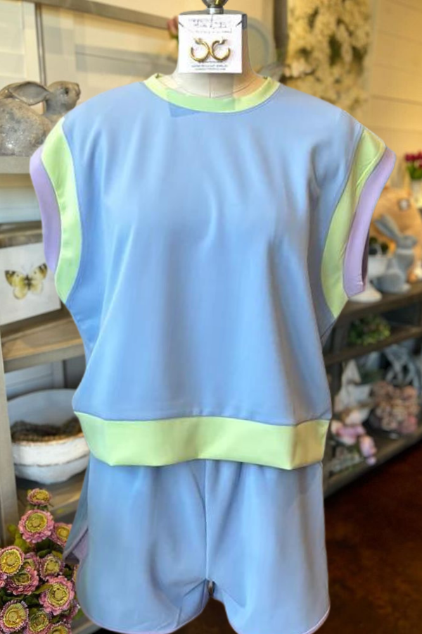 Colorblock Travel Short Set