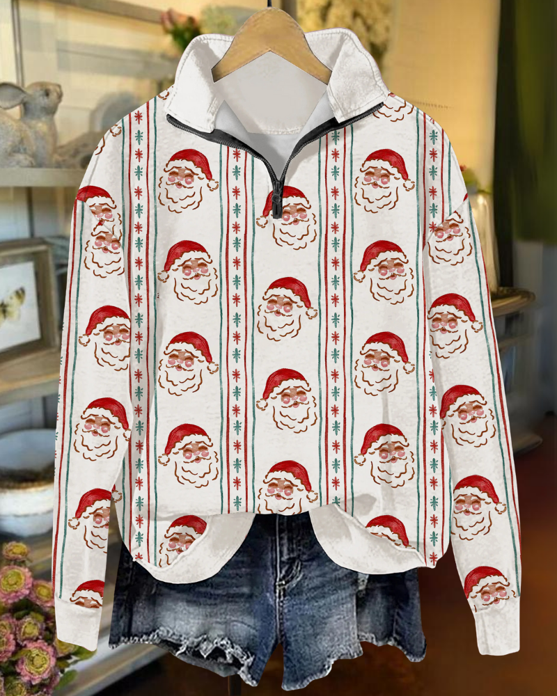 Fun Santa Graphic Half Zip Sweatshirt