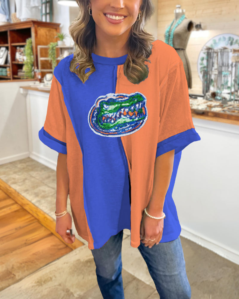 Sequin Florida Gators Colorblock Top