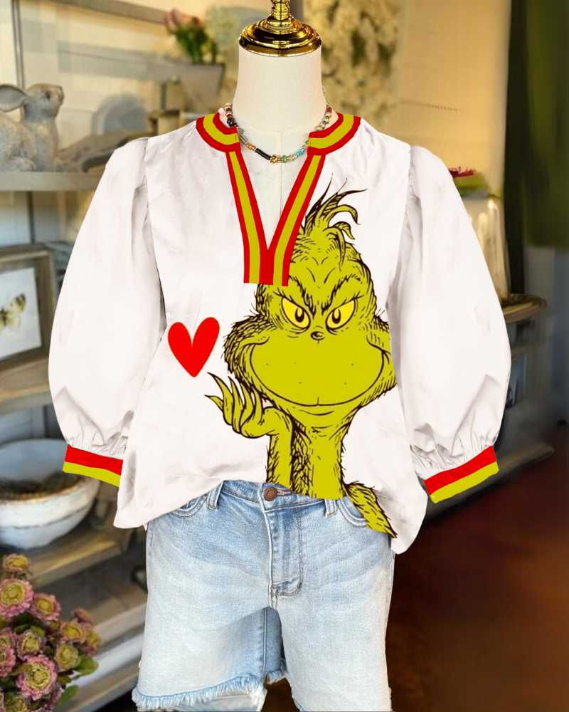 Fun Grinch Christmas Satin Top