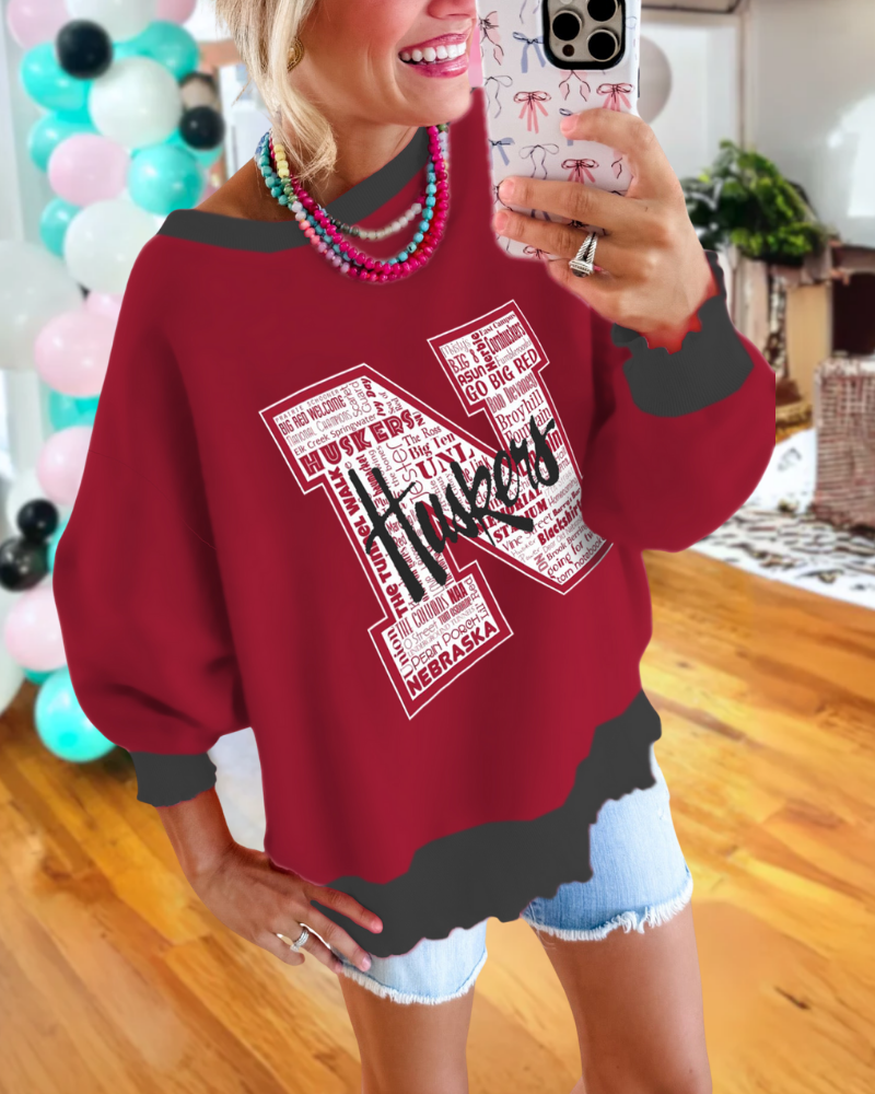 Nebraska Huskers Contrast Trim Sweatshirt