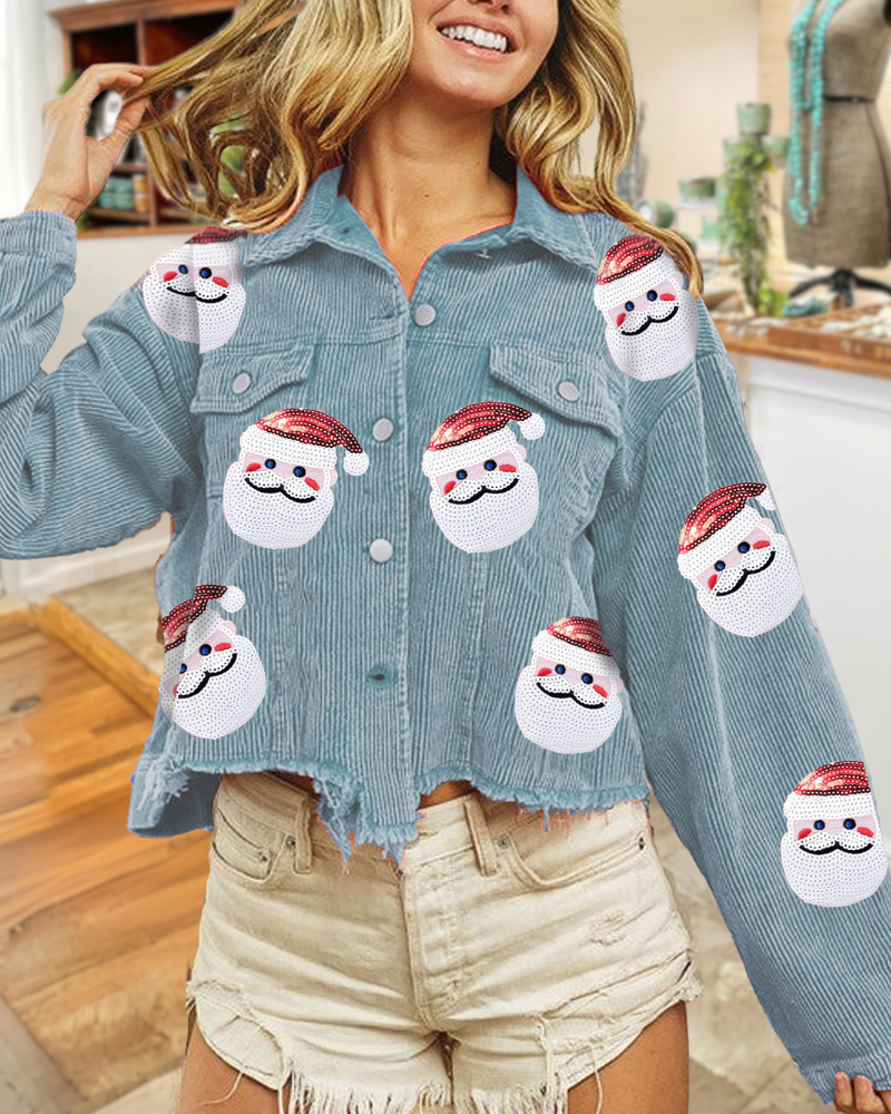 Cheerful Santa Claus Sequin Jacket