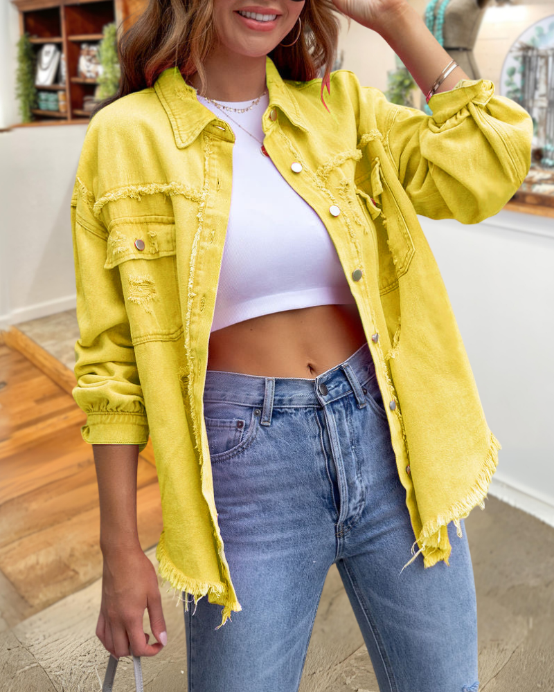 Trendy Ripped Raw Edge Jacket