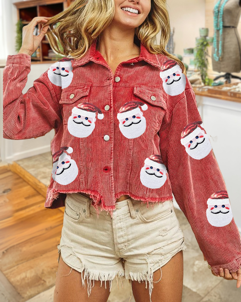 Cheerful Santa Claus Sequin Jacket