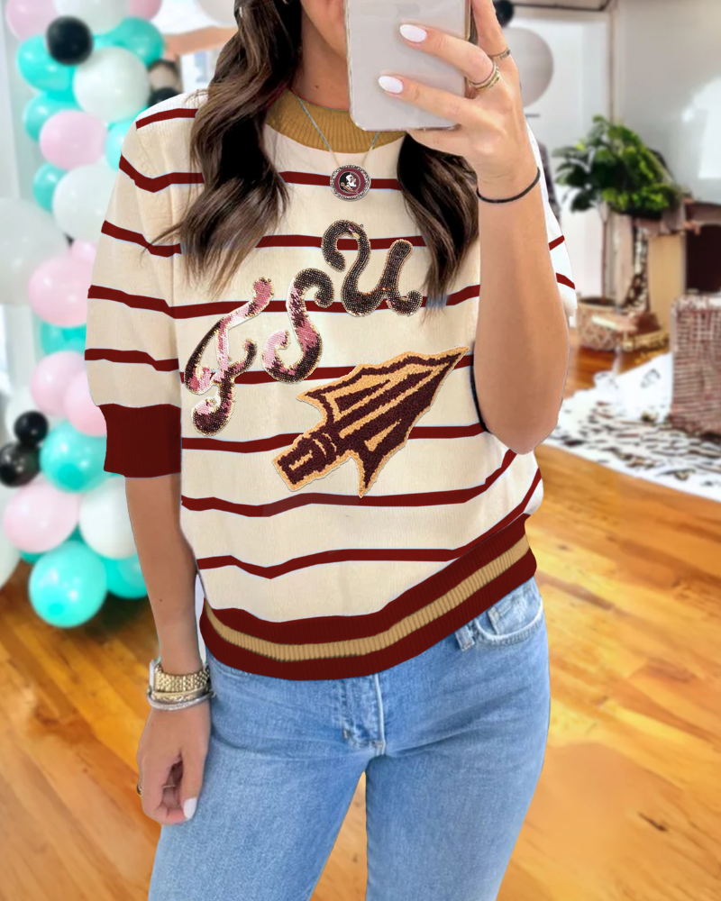 FSU Sequin Stripe Sweater