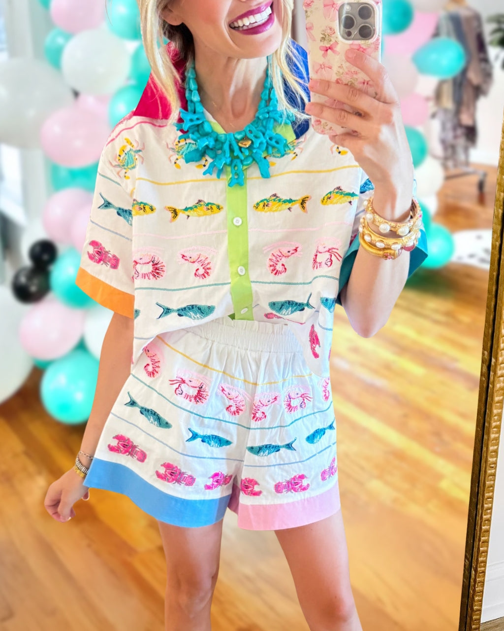 Ocean Sequin Poplin Shirt Top