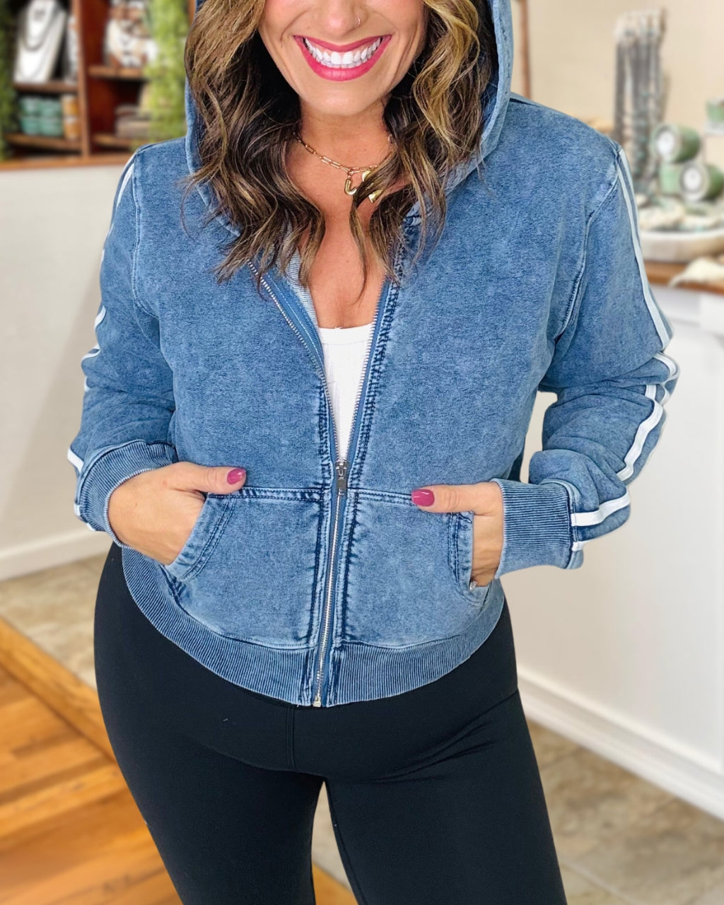 Lively Washed Denim Hooded Jacket