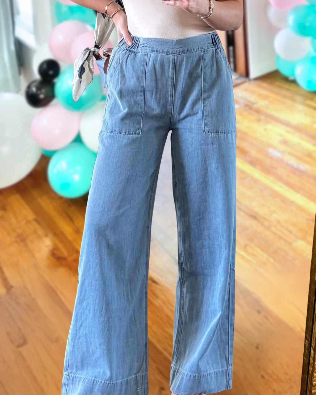 Simple Wide-leg Denim Pants