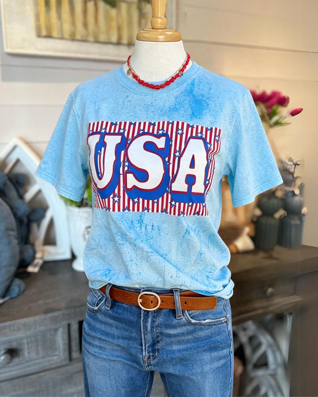USA Stars Print T-Shirt