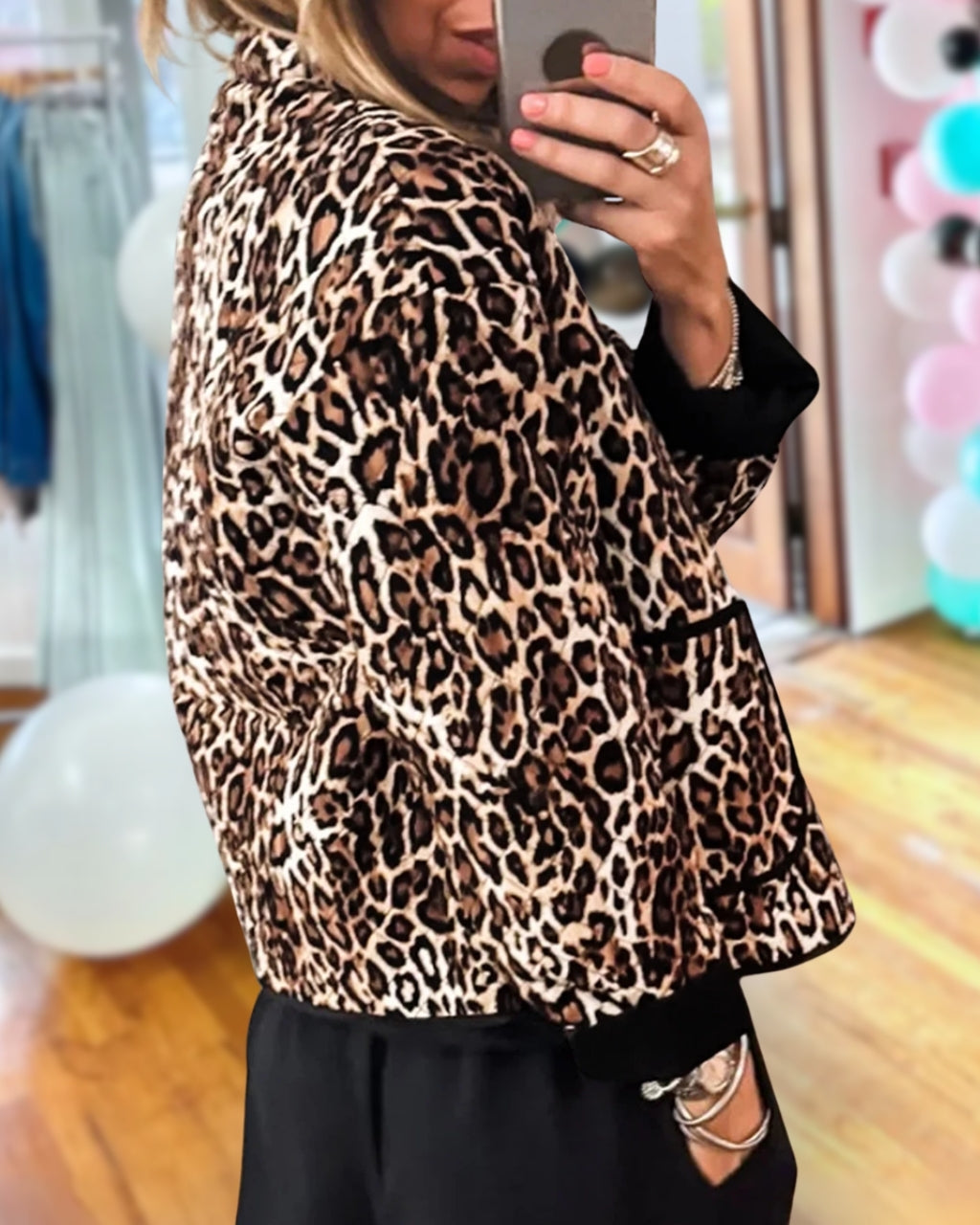 Distinctive Quilted Leopard Print Jacket