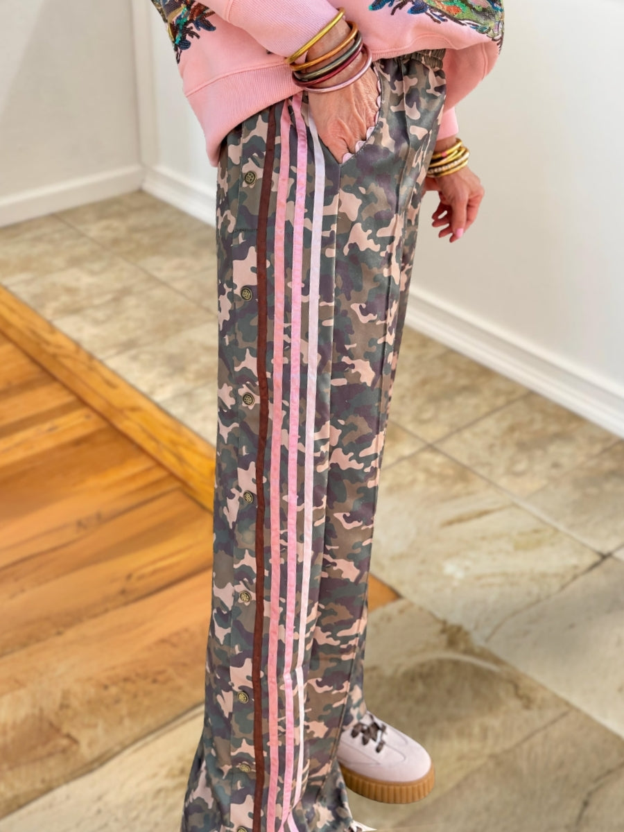 Casual Camouflage Side Stripe Pants