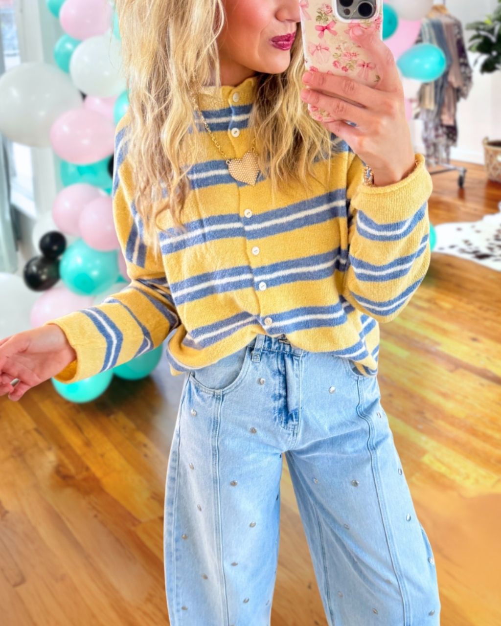 Simple Striped Button Cardigan Top