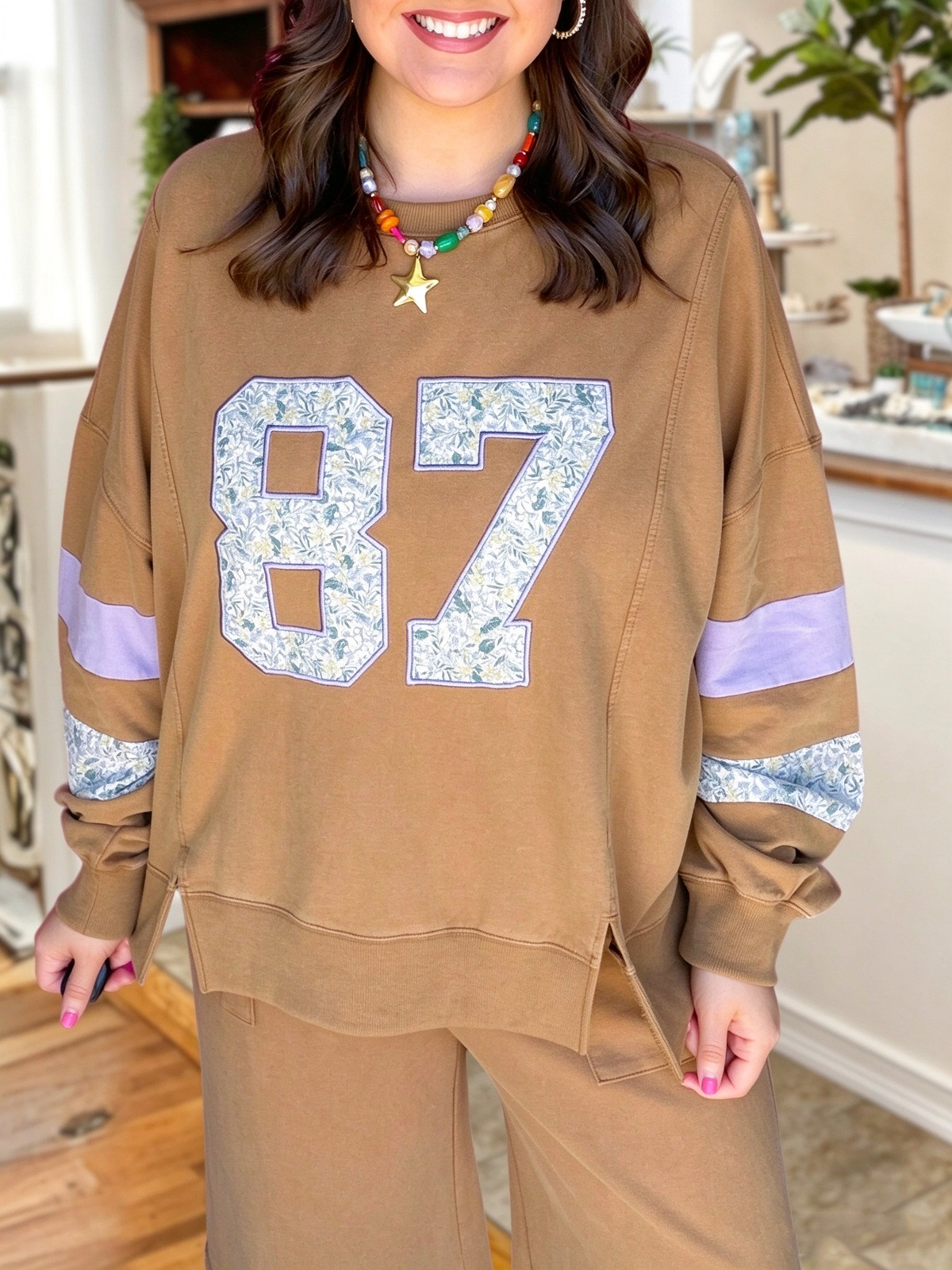 87 Number Embroidery Appliqué Pullover